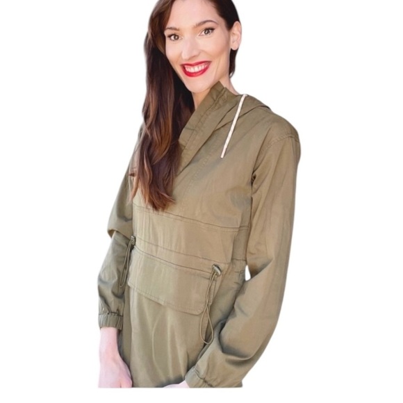 MARINE LAYER  Tacoma Anorak Utility Jacket Women's Oversized Small Green Hooded - Picture 11 of 16